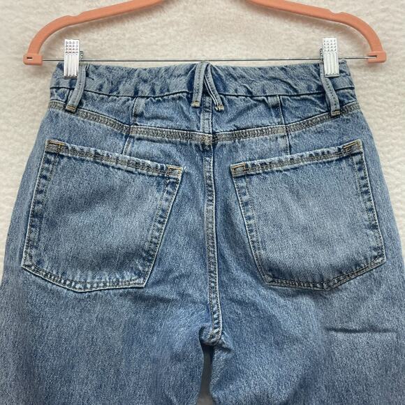 Good American Jeans Womens 4 Blue Good 90s Icon Distressed Straight High Rise - Picture 6 of 12